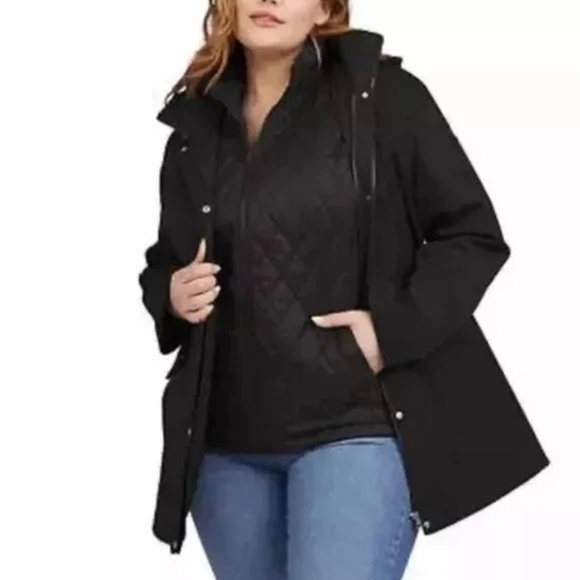 Lands' End Ladies' 3-in-1 Systems Jacket, Hooded, Black, XL NWT - Picture 2 of 16